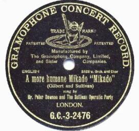 Peter Dawson's Recording of 'A More Humane Mikado,' Gramophone Concert Record G.C.-3-2476